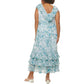 CALVIN KLEIN Womens Dress XXL / Blue CALVIN KLEIN - Ruffled Sheer Tiered Lined Printed Maxi Dress