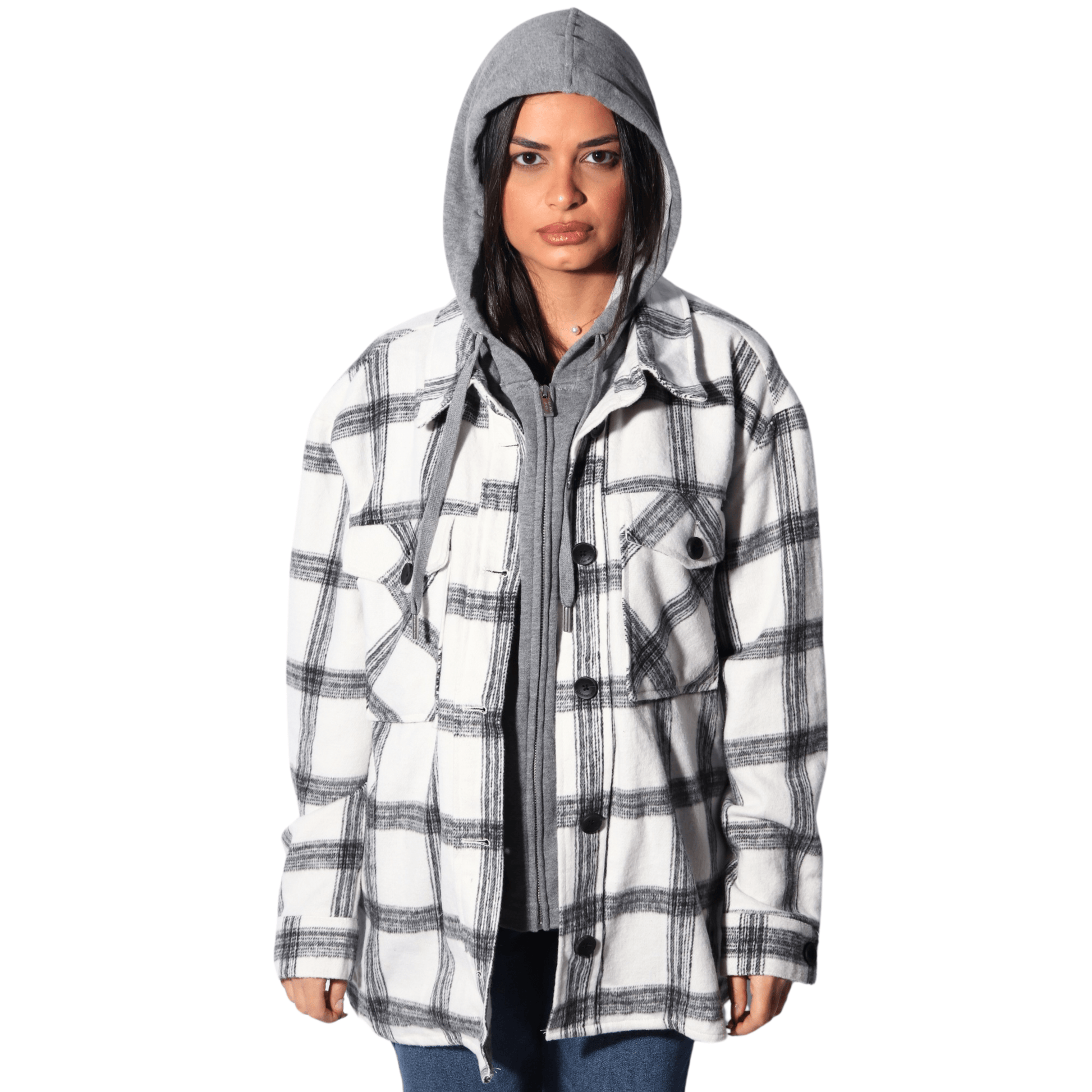 CALVIN KLEIN Womens Jackets M / Multi-Color CALVIN KLEIN - Plaid triple zipper jacket