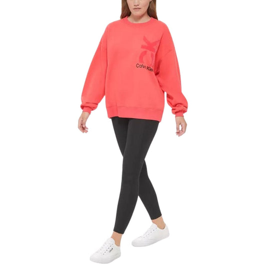 CALVIN KLEIN Womens Tops S / Pink CALVIN KLEIN - Blouson-Sleeve Oversized Logo Sweatshirt
