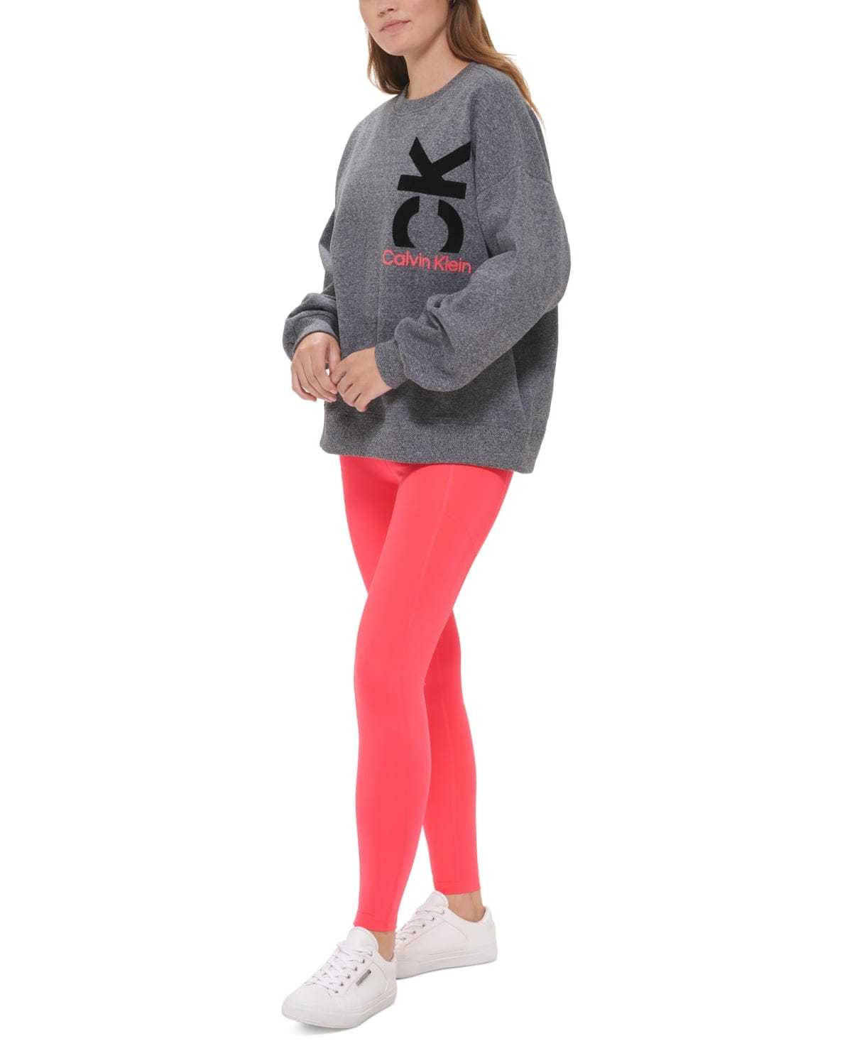CALVIN KLEIN Womens Tops XL / Grey CALVIN KLEIN - Blouson-Sleeve Oversized Logo Sweatshirt