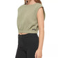 CALVIN KLEIN Womens Tops CALVIN KLEIN - Cotton Crepe Gauze Cropped Tank Top