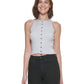 CALVIN KLEIN Womens Tops L / Grey CALVIN KLEIN - Ribbed Button-Down Sleeveless Top// DUPLICATE