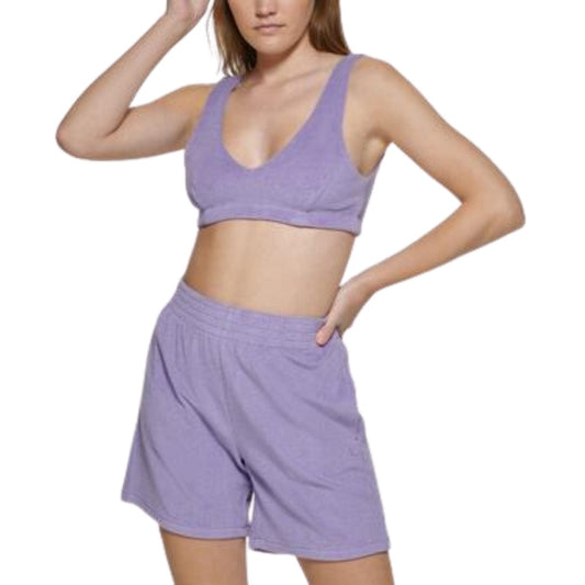 CALVIN KLEIN Womens Tops S / Light Purple CALVIN KLEIN - V-Neck Crop Tops