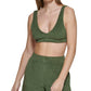 CALVIN KLEIN Womens Tops S / Green CALVIN KLEIN - V-Neck Crop Tops