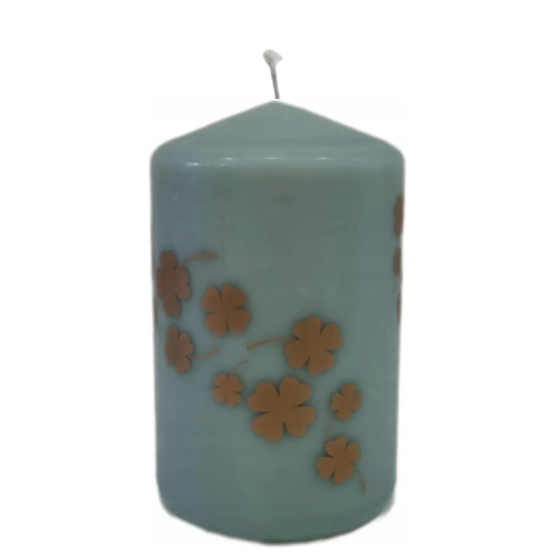 Decorative Candle Cylinder Green Clovers