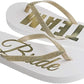 CAPELLI Womens Shoes 37 / White CAPELLI - Fashion Flip Flops with Bridal Squad Print Gold