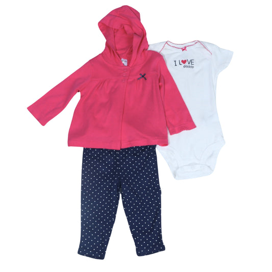 CARTER'S Baby Girl 6 Month / Multi-Color CARTER'S - 3 piece hoody pants overall set