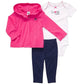 CARTER'S Baby Girl 6 Month / Multi-Color CARTER'S - 3 piece hoody pants overall set