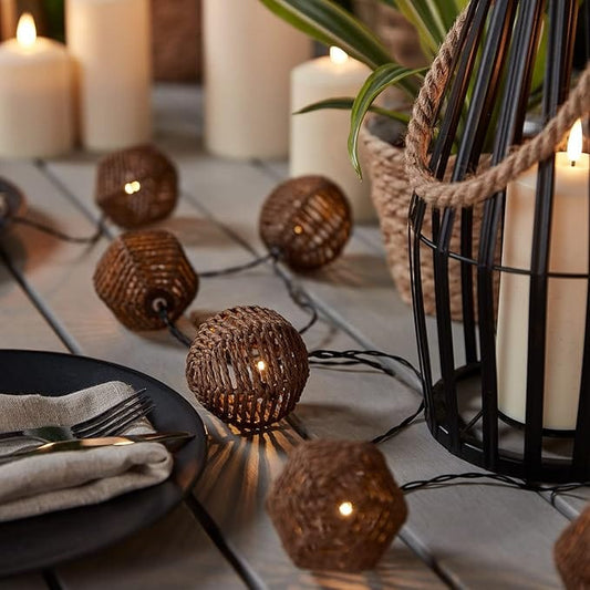 CASALUX Garden Accessories CASALUX - 10 Solar Fairy Lights Rattan Balls