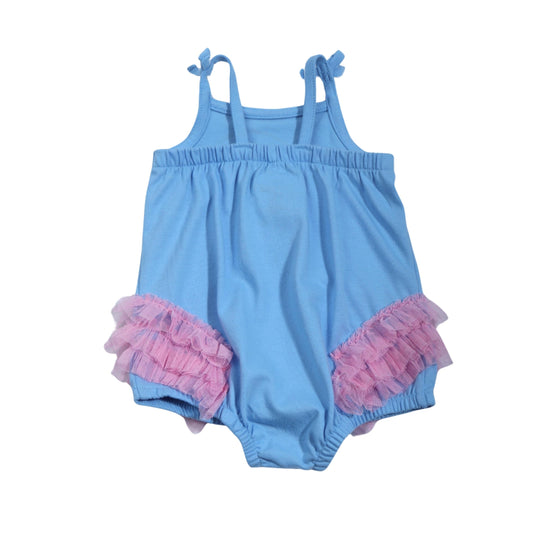 CAT & JACK Baby Girl 0-3 Month / Blue CAT & JACK - Baby - Front Animal Printed Tulle Mesh Detail Romper