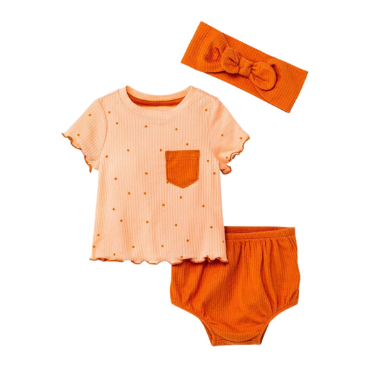 CAT & JACK Baby Girl 0-3 Month / Orange CAT & JACK - Sweety Style Set of 3 Pieces