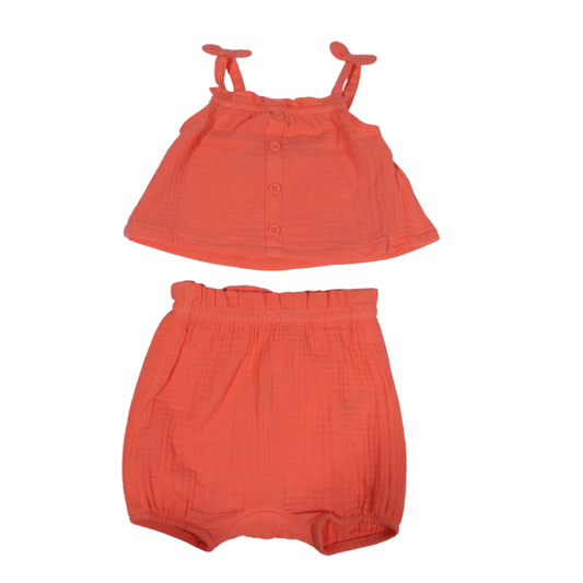 CAT & JACK Baby Girl 0-3 Month / Orange CAT & JACK -  Textured Baby Set Of Two Pieces