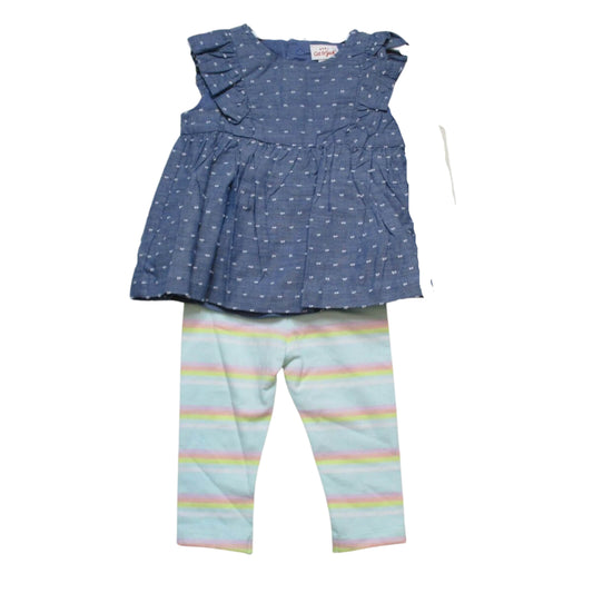 CAT & JACK Baby Girl 0-3 Month / Multi-Color CAT & JACK - Top and Pants Set Chambray Rainbow Knit Set Of 2 Pieces