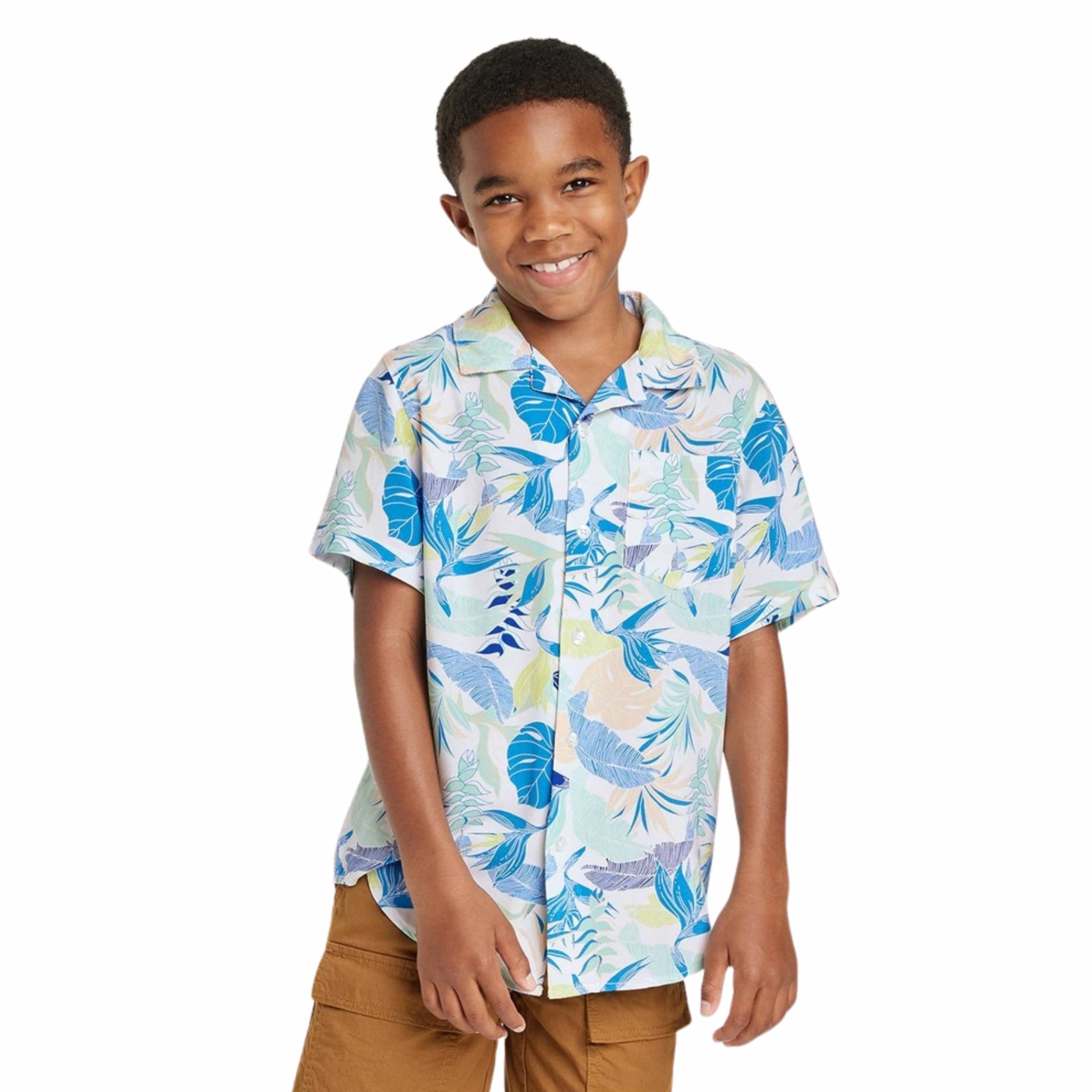CAT & JACK Boys Tops M / Multi-Color CAT & JACK - Tropical Printed Button-Down Resort Shirt