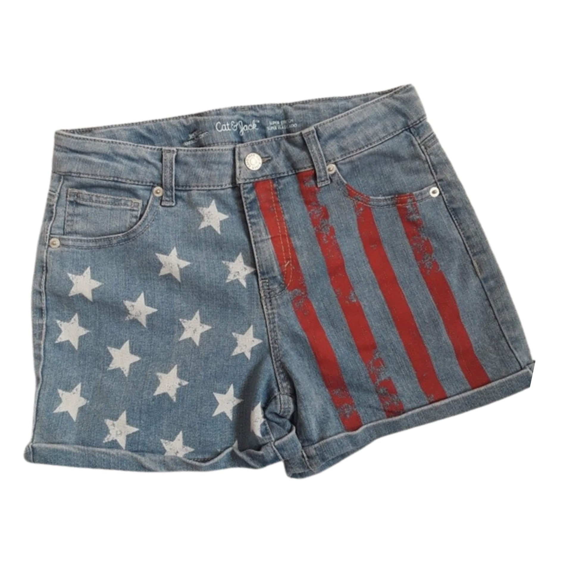 CAT & JACK Girls Bottoms M / Blue CAT & JACK -  Denim short American flag