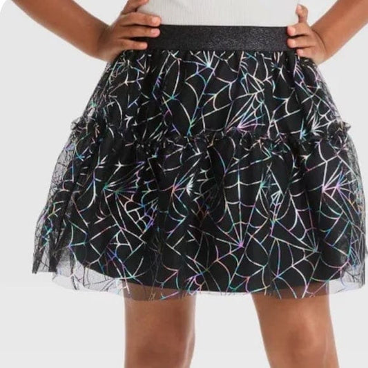 CAT & JACK Girls Bottoms L / Black CAT & JACK - Metallic Rainbow Tulle Spiderweb Spider Halloween Skirt