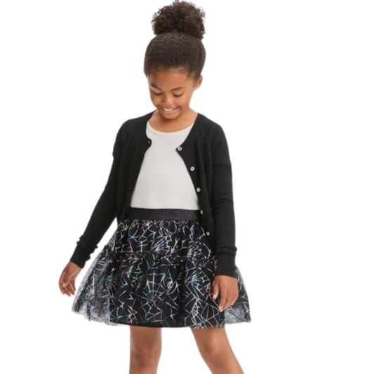 CAT & JACK Girls Bottoms L / Black CAT & JACK - Metallic Rainbow Tulle Spiderweb Spider Halloween Skirt