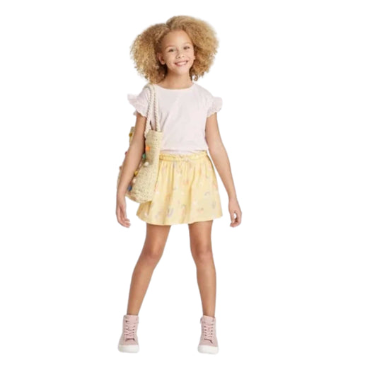 CAT & JACK Girls Bottoms L / Yellow CAT & JACK - Printed Skort Drawsting Design