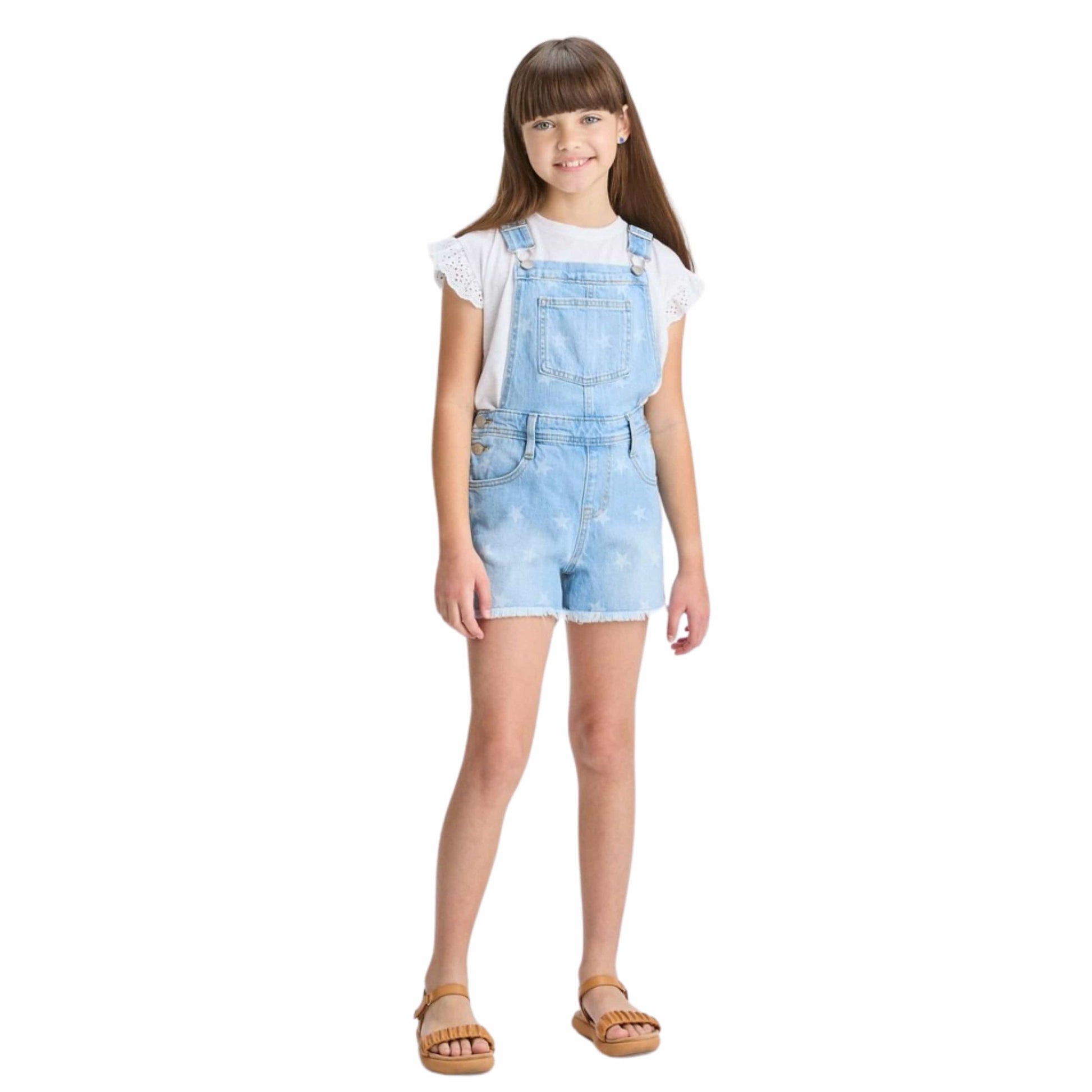 CAT & JACK Girls Overall XL / Blue CAT & JACK - KIDS - Star Printed Jean Shortalls