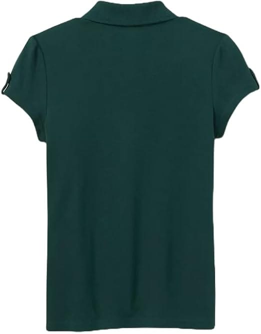 CAT & JACK Girls Tops L / Dark Green CAT & JACK - Sold Color Neck T-Shirt