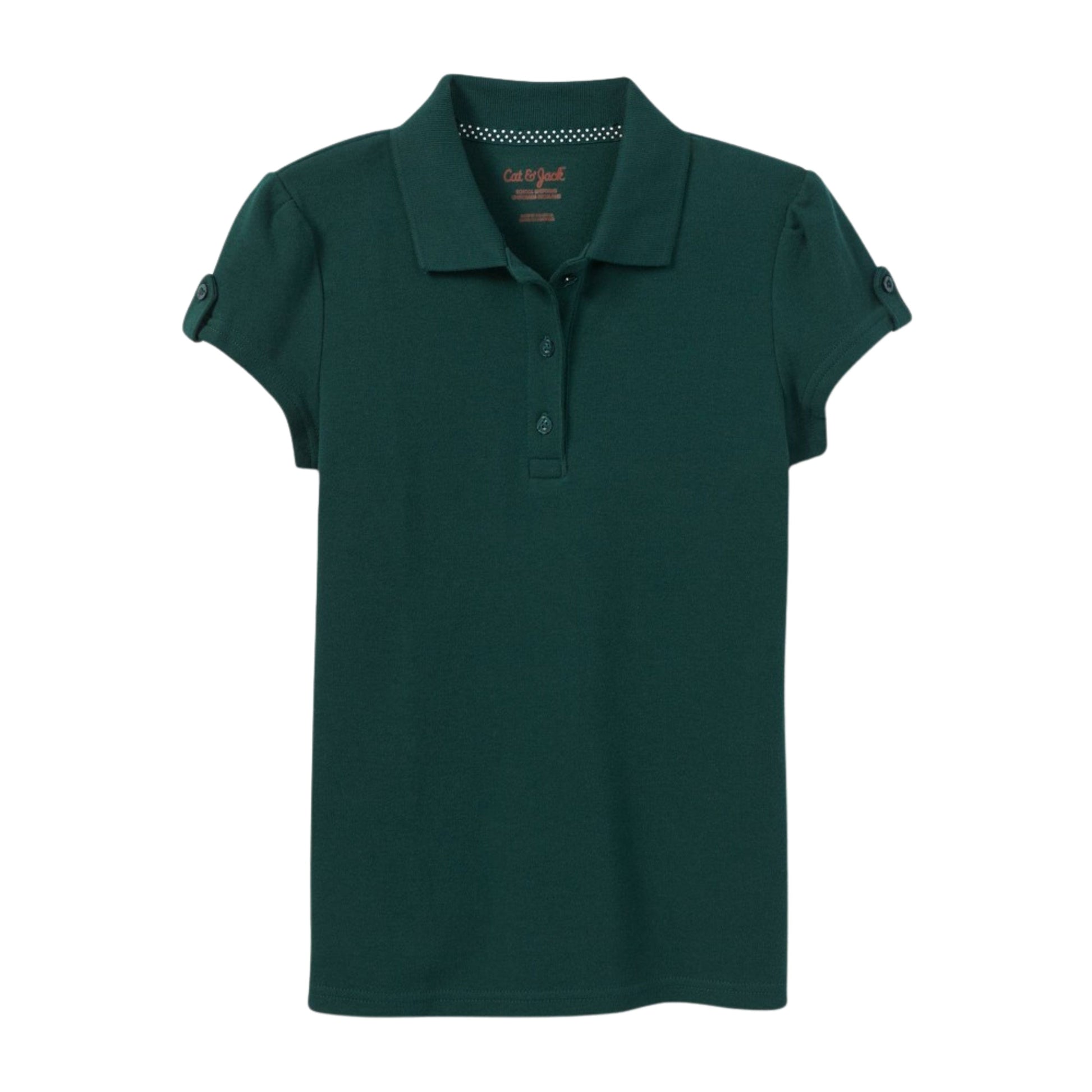 CAT & JACK Girls Tops L / Dark Green CAT & JACK - Sold Color Neck T-Shirt