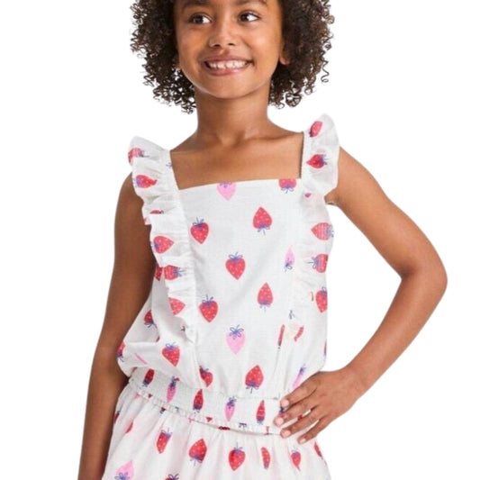 CAT & JACK Girls Tops M / White CAT & JACK - Strawberry Printed Tank Top