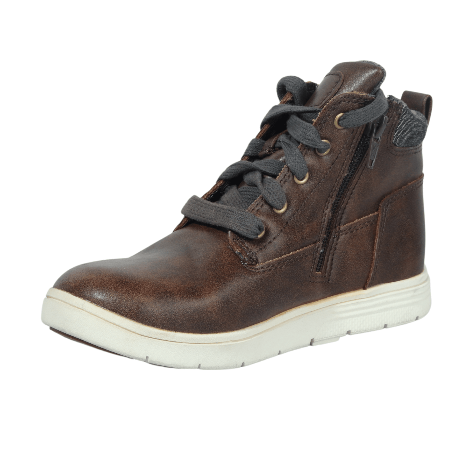 CAT & JACK Kids Shoes 32 / Brown CAT & JACK - Faux leather side zipper sneakers