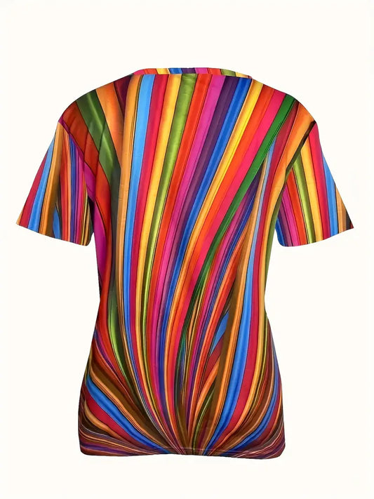 SHEIN - Rainbow Strip Print T-Shirt