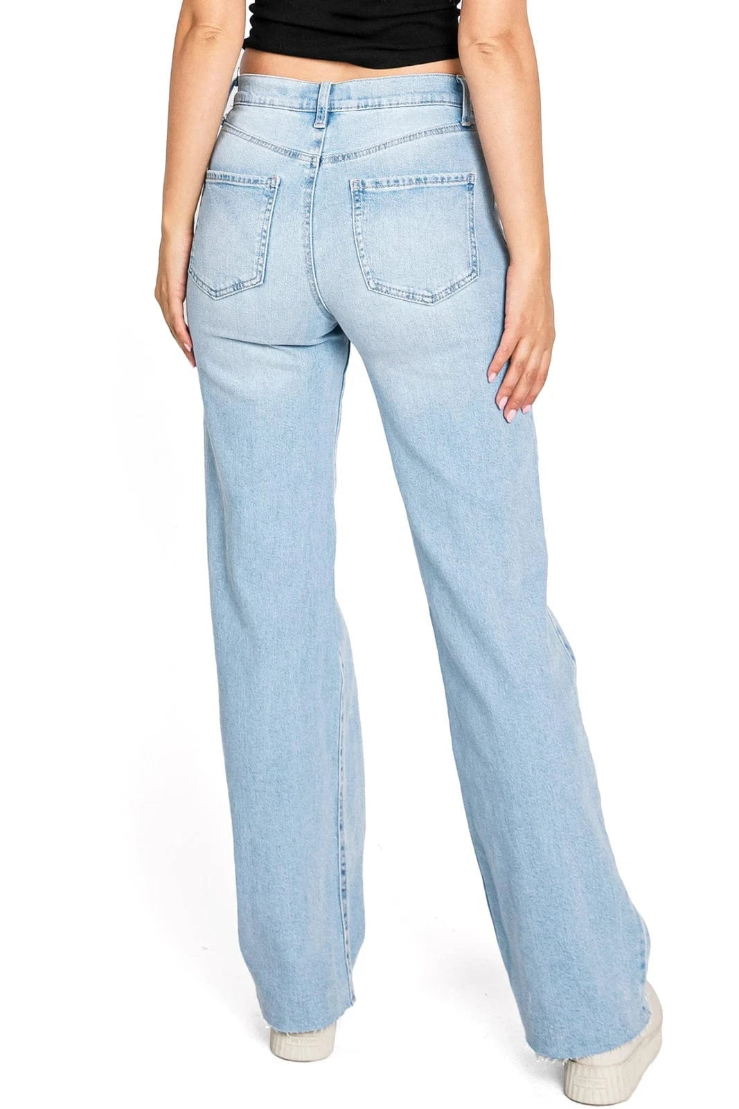 CELEBRITY PINK Womens Bottoms CELEBRITY PINK - Distressed Knee Wide Leg Jeans