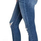 CELEBRITY PINK Womens Bottoms XL / Blue / 31 CELEBRITY PINK - Mid Rise Cropped Ripped dsign Jeans