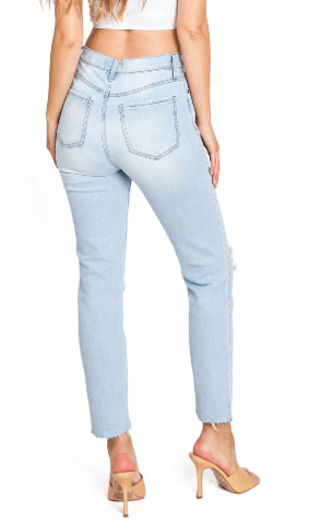CELEBRITY PINK Womens Bottoms XS / Blue CELEBRITY PINK -  Ripped Button-Fly Jeans