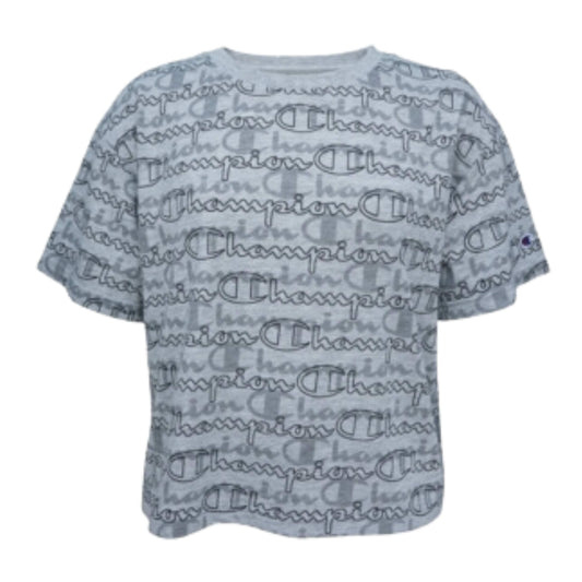 CHAMPION Baby Girl 2 Years / Grey CHAMPION - BABY - Aop Layered Script Boxy T-Shirt