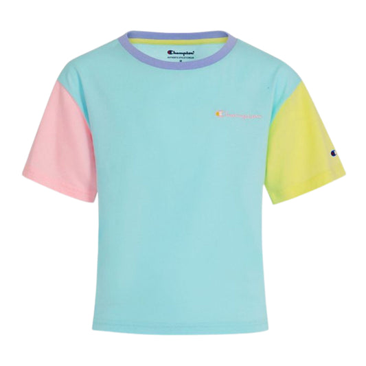 CHAMPION Girls Tops 5 Years / Multi-Color CHAMPION - Kids - Colorblocked Front Branding T-Shirt