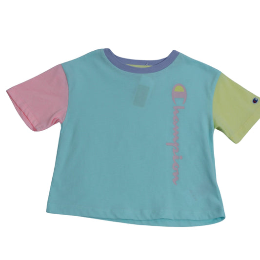 CHAMPION Girls Tops 5 Years / Multi-Color CHAMPION - Kids - Colorblocked Front Branding T-Shirt