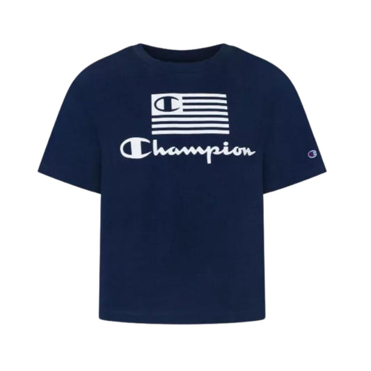 CHAMPION Girls Tops XS / Navy CHAMPION - Kids -  Logo Flag Boxy Tee