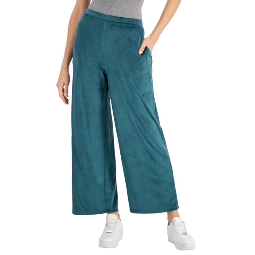 CHARTER CLUB Womens Bottoms L / Green CHARTER CLUB - Velour Wide-Leg Pants