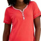 CHARTER CLUB Womens Pajama XS / Red CHARTER CLUB - Petite Cotton Capri Pajama Set