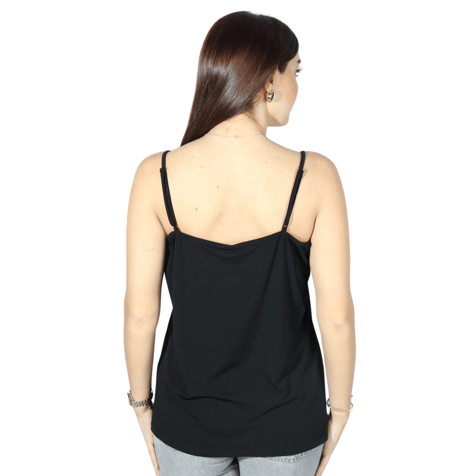 CITY CHIC Womens Tops XS / Black CITY CHIC - Silk Blend Spaghetti Strap Tank Top