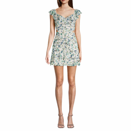 CITY TRIANGLES Womens Dress XS / Multi-Color CITY TRIANGLES - Short Sleeve Floral Bodycon Frill short Dress