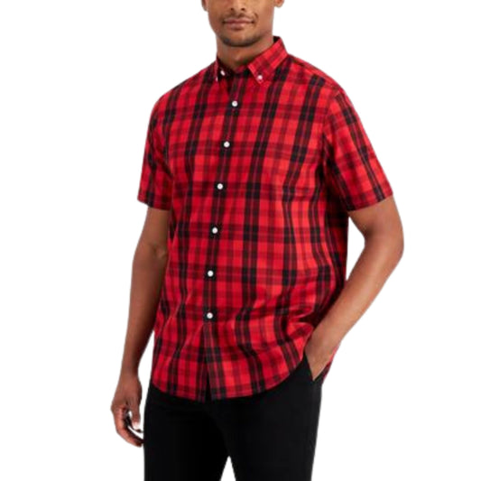 CLUB ROOM Mens Tops XL / Red CLUB ROOM - Regular-Fit Plaid Shirt