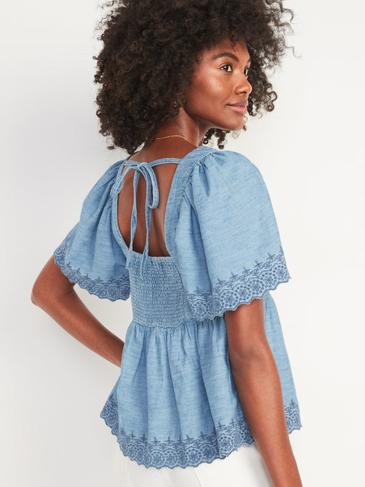 OLD NAVY - Matching Chambray Embroidered Top