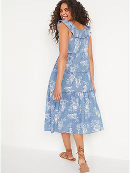 OLD NAVY - Flutter-Sleeve Midi Swing Dress