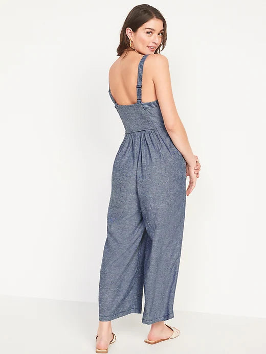 OLD NAVY - Sleeveless Tie-Belt Wide-Leg Jumpsuit