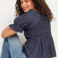 OLD NAVY - Puff-Sleeve Smocked Embroidered Blouse