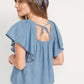 OLD NAVY - Flutter-Sleeve Jean Swing Blouse