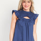 OLD NAVY - Flutter-Sleeve Smocked Cutout Swing Blouse