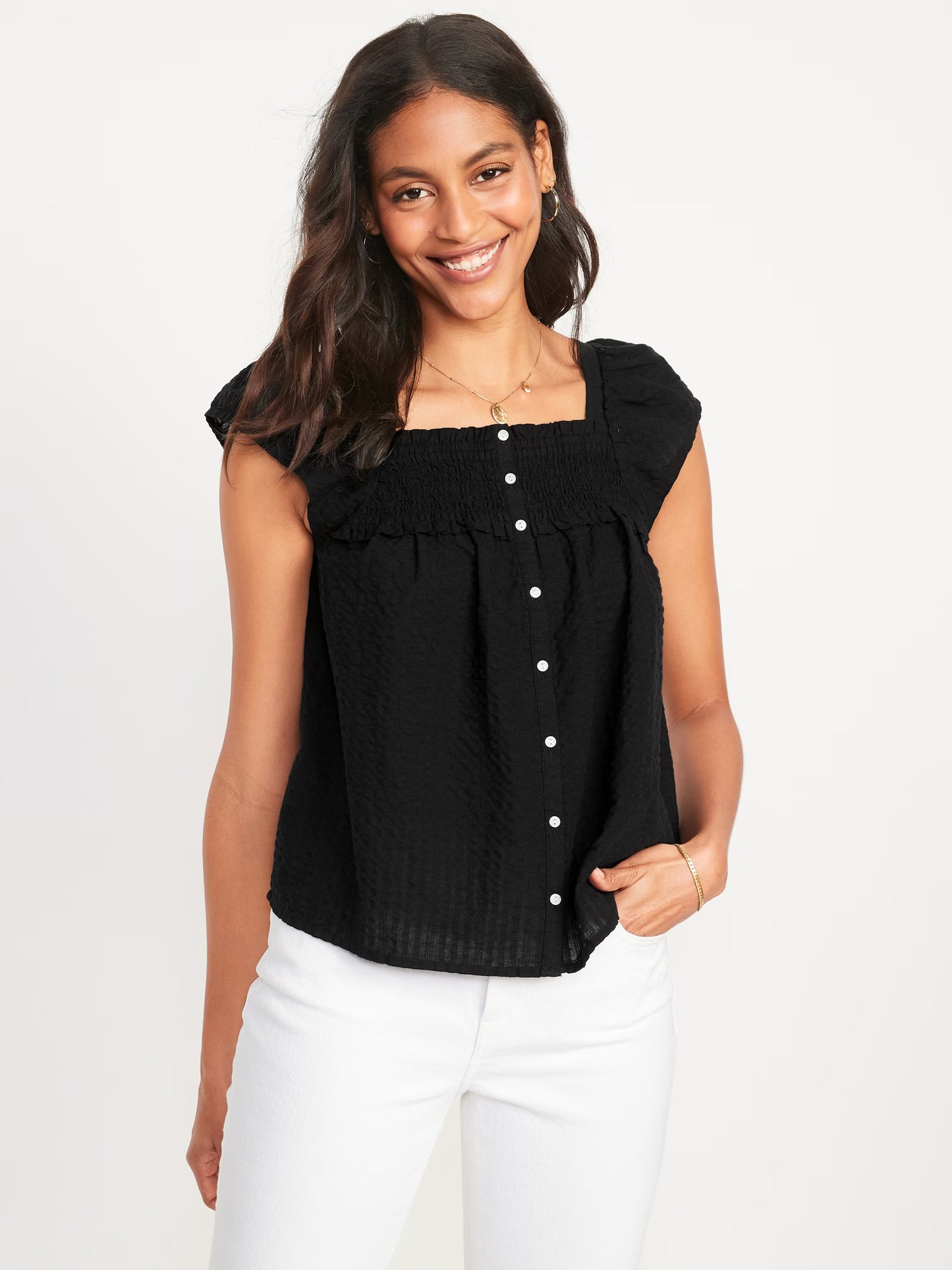 OLD NAVY - Flutter Sleeve Smocked Blouse