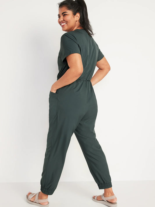 OLD NAVY - Short-Sleeve StretchTech Collarless Jumpsuit