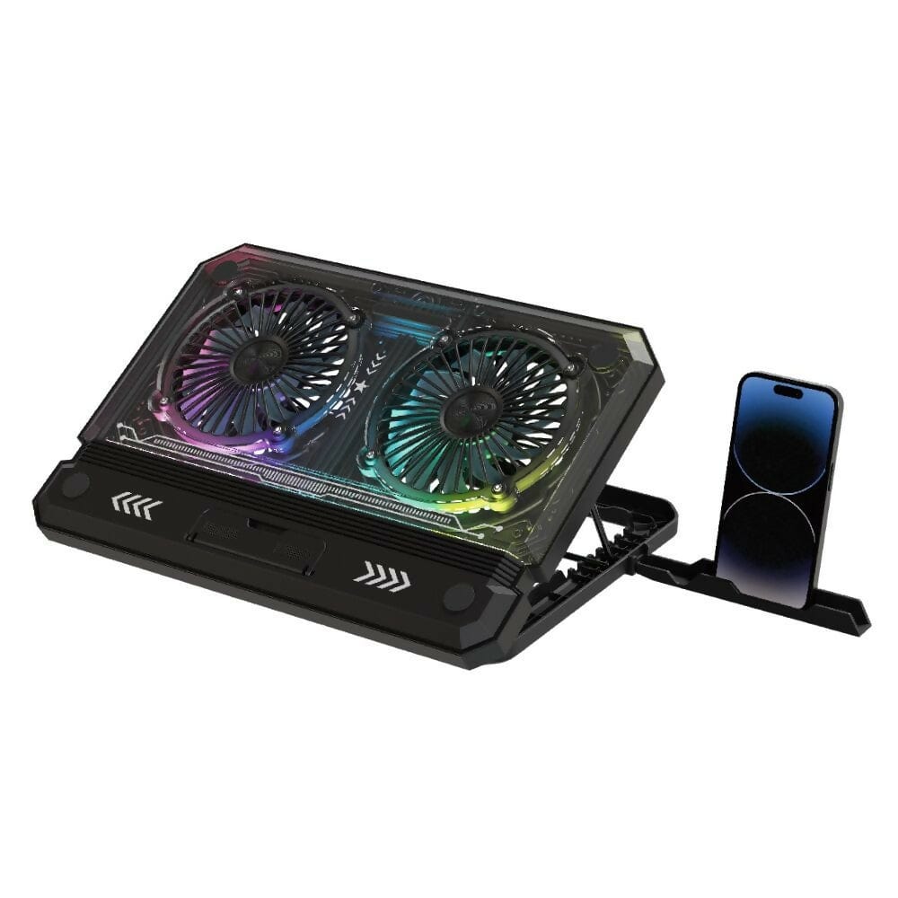 CONQUEROR Laptops & Accessories CONQUEROR -  LAPTOP COOLER RGB with MOBILE HOLDER LS030 -BLACK