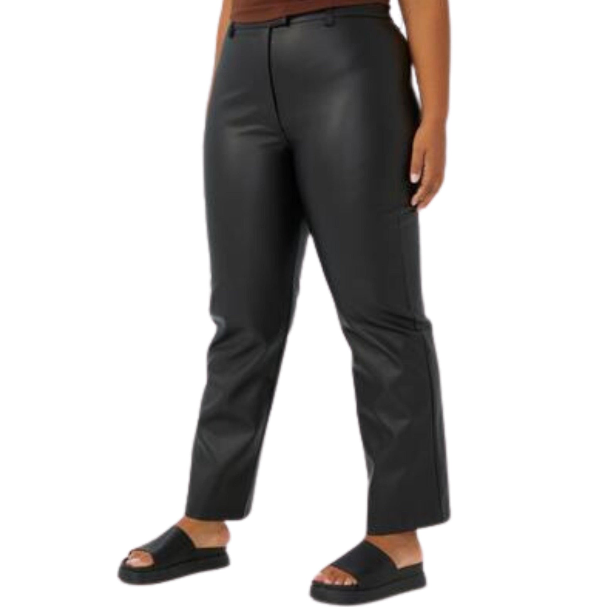 COTTON ON Womens Bottoms XXL / Black COTTON ON - Arlow Straight Leather Pants